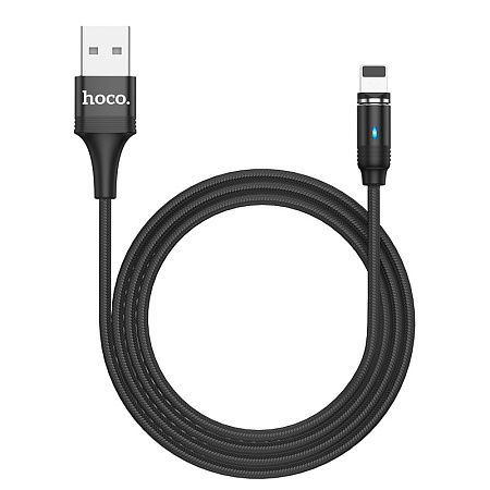 Дата-кабель USB 2.0A для Lightning 8-pin MAGNETIC Hoco U76 нейлон 1.2м