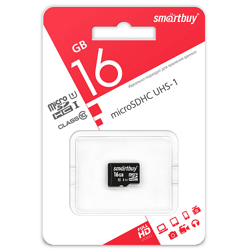 Карта памяти  16GB Micro-SD Smartbuy Class 10