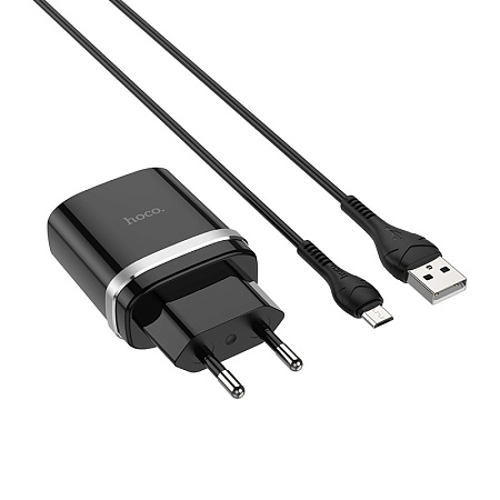 СЗУ 1USB 3.0A QC3.0 быстрая зарядка для micro USB Hoco C12Q 1м