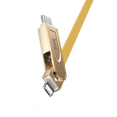 Дата-кабель USB 2.4A 3in1 для Lightning & Micro & Type Hoco C U24 TPE 1м