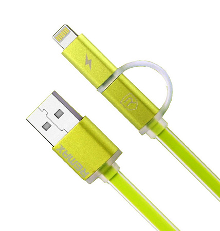 Дата-кабель USB 2.1A 2in1 для Lightning & Micro USB Remax Aurora 1м 
