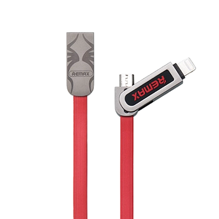 Дата-кабель USB 2.1A 2in1 для Lightning & Micro Remax Armor 1м  
