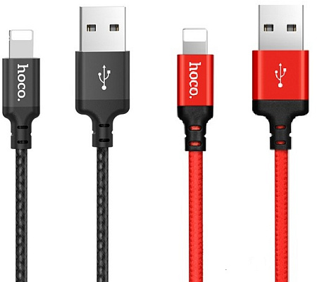 Дата-кабель USB 2.4A для Lightning 8-pin Hoco X14 нейлон 1м