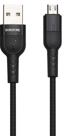 Дата-кабель USB 2.4A для micro USB с LED индикатором Borofone BU17 нейлон 1.2м 