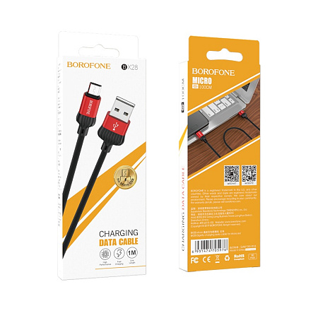 Дата-кабель USB 2.4A для micro USB Borofone BX28 ПВХ 1м