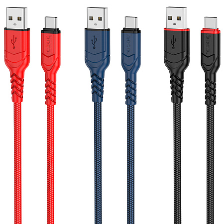 Дата-кабель USB 3.0A для Type-C Hoco X59 нейлон 2м