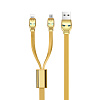 Дата-кабель USB 2.4A 2in1 для Lightning &amp; Micro Hoco capsule one pull U14 TPE 1.3м