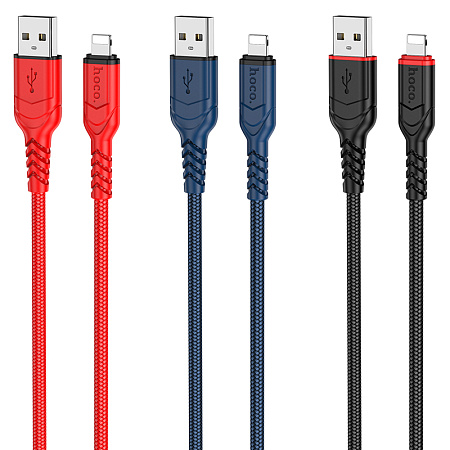 Дата-кабель USB 2.4A для Lightning 8-pin Hoco X59 нейлон 2м